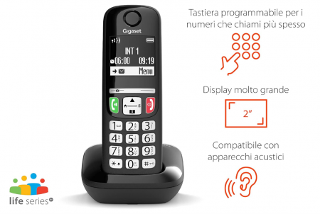 Telefon fără fir DECT Gigaset E275, Negru, Italia [7]