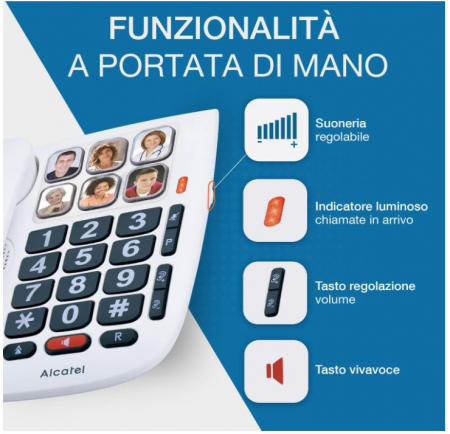 Telefon fix pentru seniori Alcatel TMAX 10, cu taste mari, alb [5]