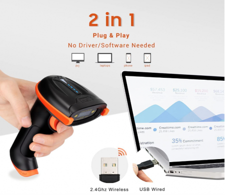 Tera Scanner de coduri de bare cu laser, fără fir [4]