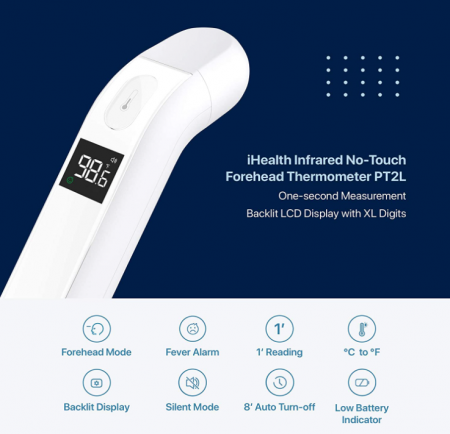 Termometru cu infraroșu pentru frunte fara contact iHealth (PT2L) [1]