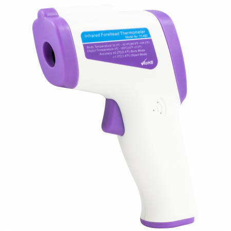 TOATE PRODUSELE - Termometru fara contact cu infrarosu Zass ZIT 01, Model YI-400, afisaj LCD, 2x AAA, alb/mov