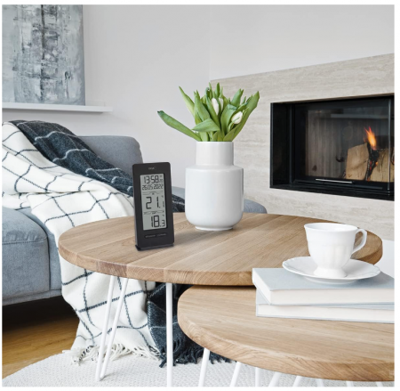 Termometru radio TFA Dostmann 30.3072.01.90, interior/exterior, inclusiv ceas, radio și data [1]