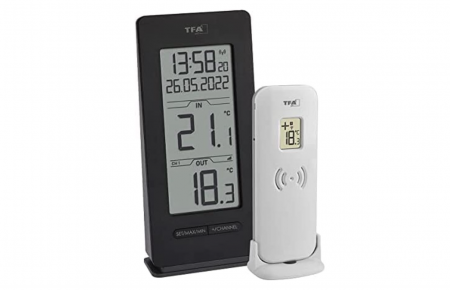 Termometru radio TFA Dostmann 30.3072.01.90, interior/exterior, inclusiv ceas, radio și data [0]