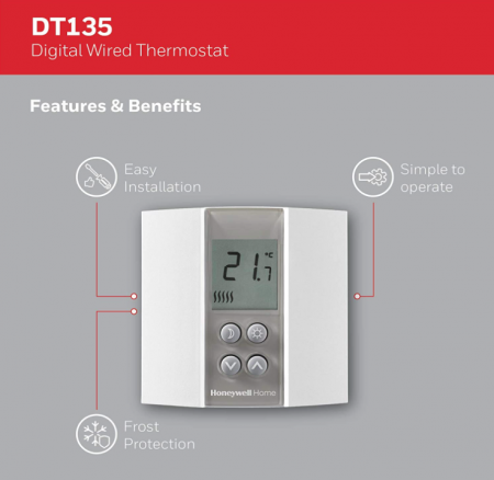 Termostat digital Honeywell Home T135C110AEU DT135 neprogramabil, alb [1]
