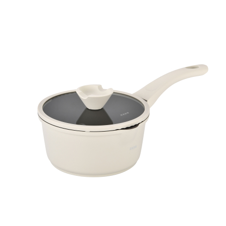 TOATE PRODUSELE - Tigaie pentru sos, aluminiu turnat sub presiune, acoperire ceramică, capac sticlă, 18 cm, ZG-ACS13 Crem