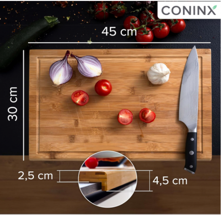 Tocator din lemn de bambus Coninx 45x30x2.5cm, fund de lemn [6]