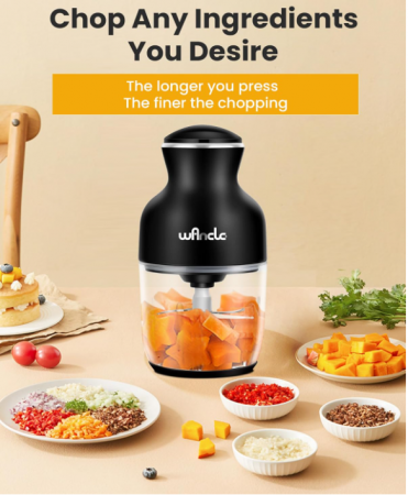 Tocător electric multifuncțional Wancle, Robot de bucătărie, 600 ml, 350 W, 6 lame (Negru) [5]