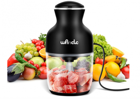 Tocător electric multifuncțional Wancle, Robot de bucătărie, 600 ml, 350 W, 6 lame (Negru) [0]