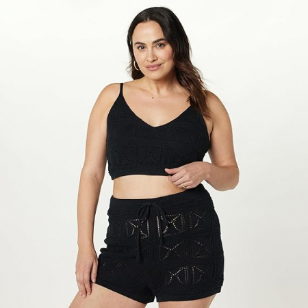 Top crop pentru femei The Drop Diza Crochet Bralette, negru, 3XL [2]