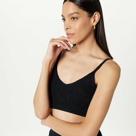 Top crop pentru femei The Drop Diza Crochet Bralette, negru, 3XL [4]