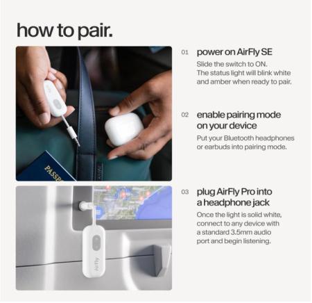 Transmitator wireless AirFly TwelveSouth, Compatibil cu Apple Airpods, Alb [7]