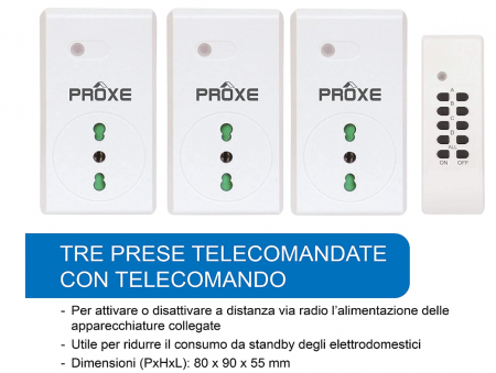 Trei prize cu telecomandă Proxe 710003, alb [2]