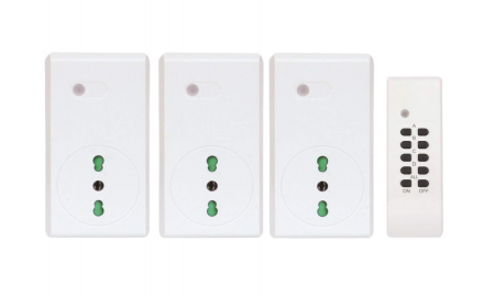 Trei prize cu telecomandă Proxe 710003, alb [0]
