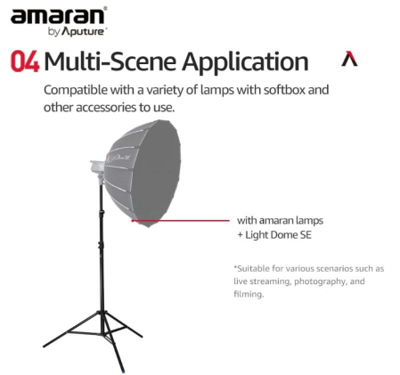 Trepied pentru lumina Aputure, inaltime ajustabila 1.1 - 2.7 m, aluminiu, negru [8]