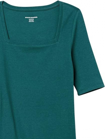 Tricou Amazon Essentials pentru femei, cu mânecă scurta, cu decolteu pătrat, Marimea S [5]