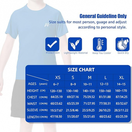 Tricou cu maneca scurta cu protecție UV UPF50+, MEETWEE, XL (14-15 ani) [3]