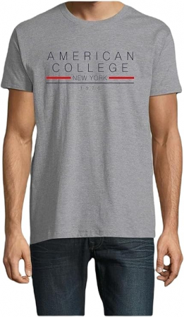 Fashion - Tricou cu maneca scurta pentru barbati American College, gri, S