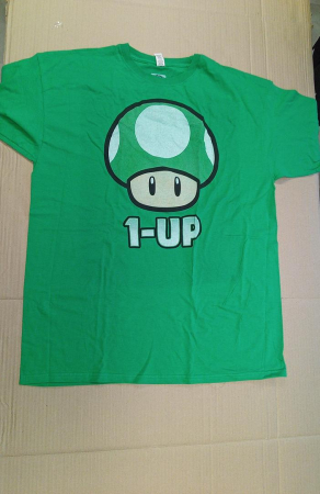 Tricou cu maneca scurta pentru barbati Nintendo 1-UP, verde, model ciuperca Super Mario, XL [2]