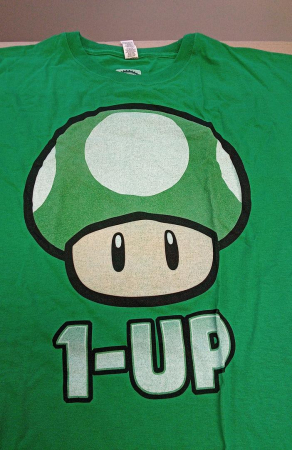 Tricou cu maneca scurta pentru barbati Nintendo 1-UP, verde, model ciuperca Super Mario, XL [1]