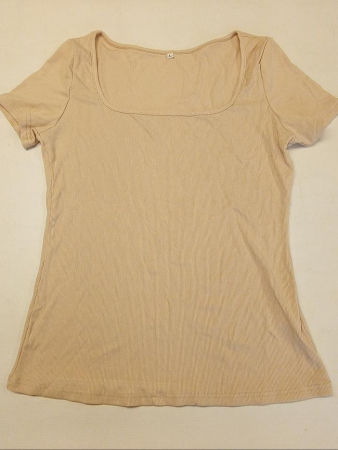 Imbracaminte femei - Tricou cu maneca scurta pentru femei, bej, L