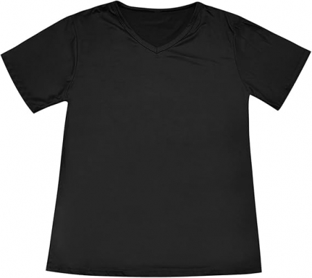 Tricouri si Camasi femei - Tricou cu maneca scurta pentru femei, casual, decolteu în V, negru, XL