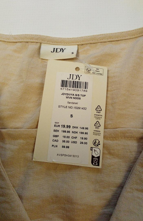 Tricou cu maneca scurta pentru femei JDY Jdydivya S/S Top Wvn Noos, bej, S [4]