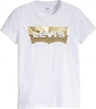 Tricou cu maneca scurta pentru femei Levi's The Perfect Tee, alb cu logo auriu, XS [4]