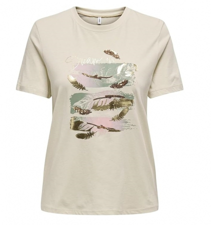 Fashion - Tricou cu maneca scurta pentru femei ONLY Onlkita Reg S/S Mix Top Box CS Jrs Ex, crem, L