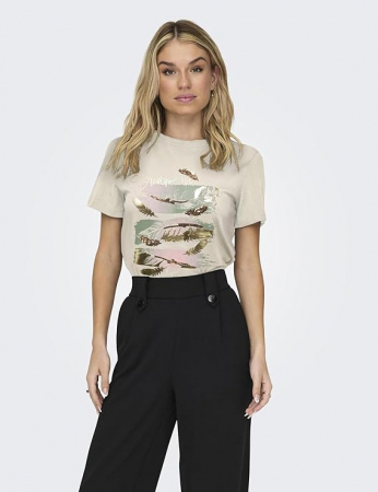 Tricou cu maneca scurta pentru femei ONLY Onlkita Reg S/S Mix Top Box CS Jrs Ex, crem, L [2]