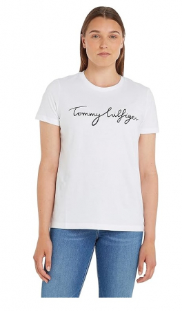 TOATE PRODUSELE - Tricou cu maneca scurta pentru femei Tommy Hilfiger WW0WW24967, alb, 3XL