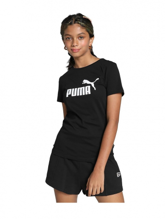 Imbracaminte si Incaltaminte copii - Tricou cu maneca scurta pentru fete PUMA Ess Logo Tee G, negru, L