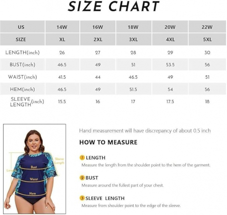 Tricou de inot cu maneca scurta pentru femei SHEKINI, uscare rapida, model floral, 5XL [5]