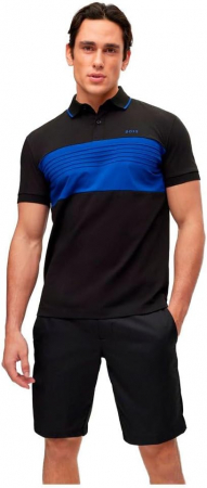 Fashion - Tricou polo cu maneca scurta BOSS Pavel pentru barbati, negru, XS