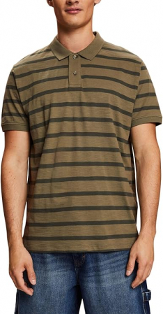 Fashion - Tricou polo cu maneca scurta pentru barbati ESPRIT 043EE2K310, khaki cu dungi verzi, marime L