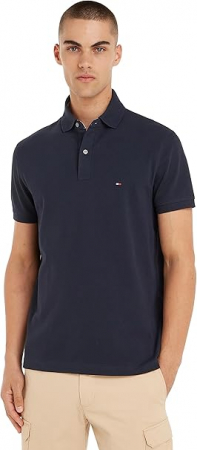 Fashion - Tricou polo cu mânecă scurtă pentru bărbați Tommy Hilfiger MW0MW17770, bleumarin, L