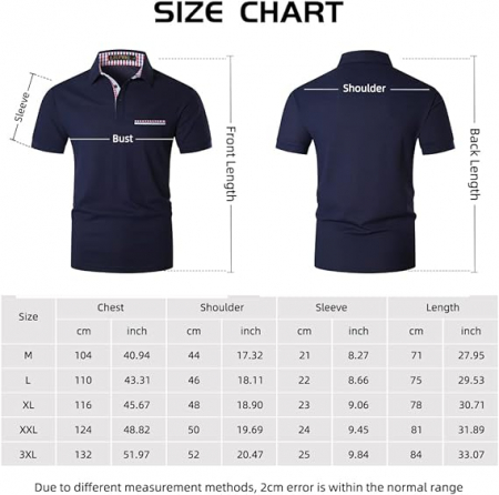 Tricou polo LIUPMWE pentru bărbați cu mânecă scurtă, cu model în carouri, Marimea M [8]