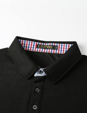 Tricou polo LIUPMWE pentru bărbați cu mânecă scurtă, cu model în carouri, Marimea M [4]