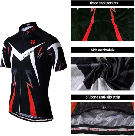 Tricou si pantaloni scurti cu gel 5D cu bretele pentru ciclism X-TIGER, XL [3]
