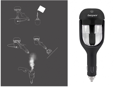 Umidificator cu functie de aromatarapie pentru auto Beper, 25 ml, Negru [7]