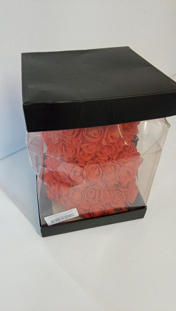 Ursuleț de trandafiri, flori artificiale, 25 cm, rosu [3]