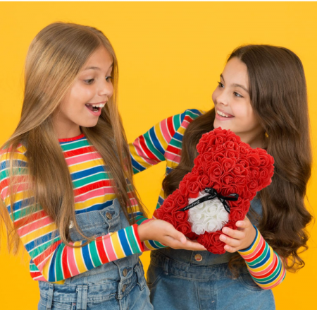 Ursuleț de trandafiri, flori artificiale, 25 cm, rosu [10]