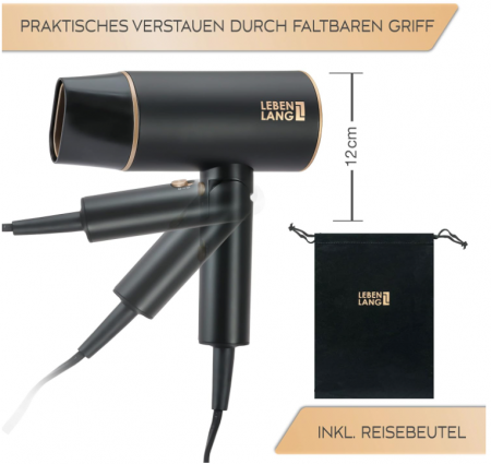 Uscător de păr pliabil LEBENLANG Ion 2100 W cu mod aer rece [3]