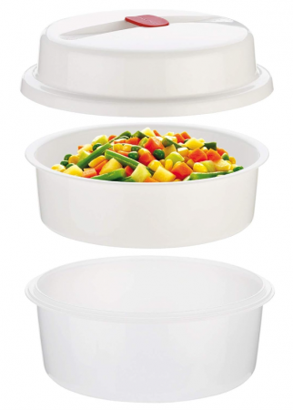 Vas pentru gatit cu abur Tescoma 705010 Purity pentru cuptorul cu microunde, diametru 21 cm, alb [2]