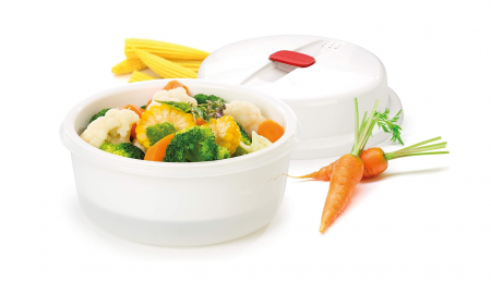 Bucatarie & Servire - Vas pentru gatit cu abur Tescoma 705010 Purity pentru cuptorul cu microunde, diametru 21 cm, alb