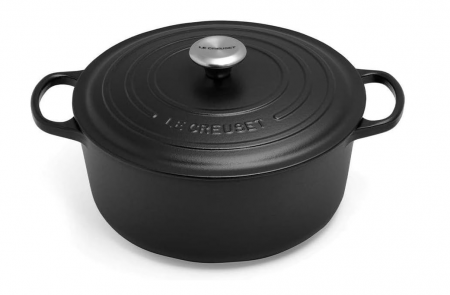 Oale - Vas pentru gatit, Oală cu capac Le Creuset Signature , din fontă emailată, 28 cm, 6,7 litri, negru mat