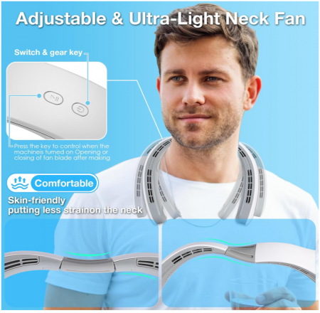Ventilator portabil pentru gât, Turbo 4000 mAh, cu 3 viteze [6]