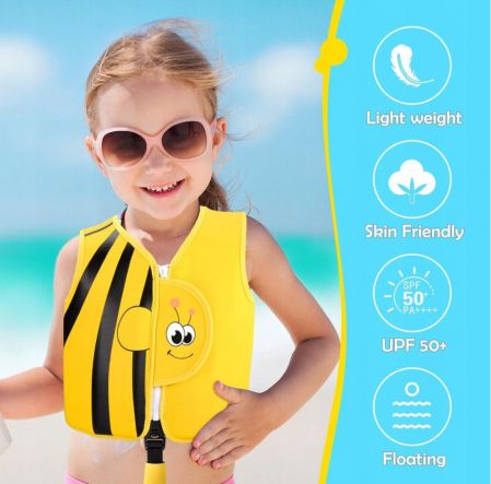 Vesta de inot pentru copii Yabtf, neopren, galben, 2-3 ani [9]