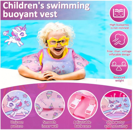 Vesta de înot pentru copii ZPQAODI, Ajutor de înot pentru copii de 2-6 ani, 14-30 kg [2]