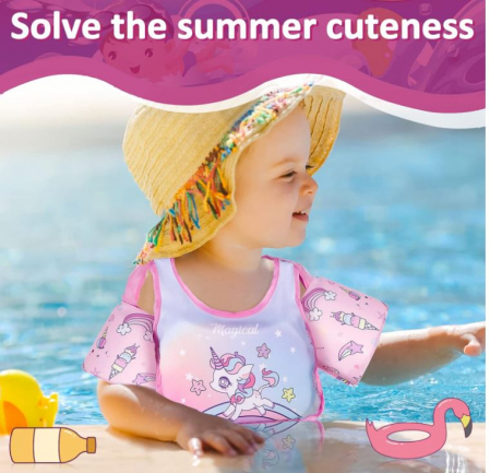 Vesta de înot pentru copii ZPQAODI, Ajutor de înot pentru copii de 2-6 ani, 14-30 kg [4]