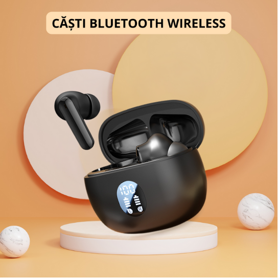 Casti wireless bluetooth 5.4, model M69, 20 ore redare, microfon integrat, 3D stereo, control tactil, design ergonomic, incarcare USB, ideale muzica si apeluri, Negru [3]